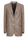 Tagliatore Brown Houndstooth Wool Blend Bertha Blazer In Brown