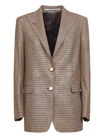 TAGLIATORE HOUNDSTOOTH PEAK-LAPEL BLAZER