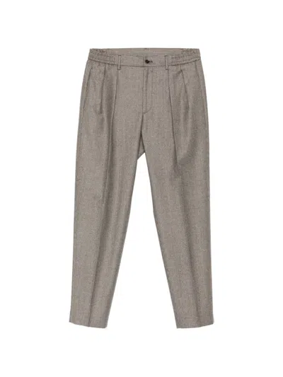 Tagliatore Houndstooth Pleated Trousers In Brown