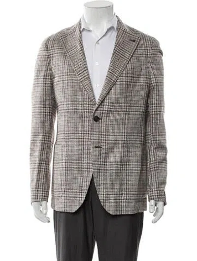Pre-owned Tagliatore Houndstooth Print Blazer W/ Tags In Neutral