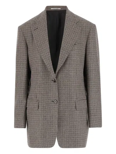 Tagliatore Houndstooth Single-breasted Blazer In Brown