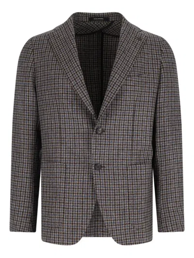 TAGLIATORE HOUNDSTOOTH SINGLE-BREASTED BLAZER