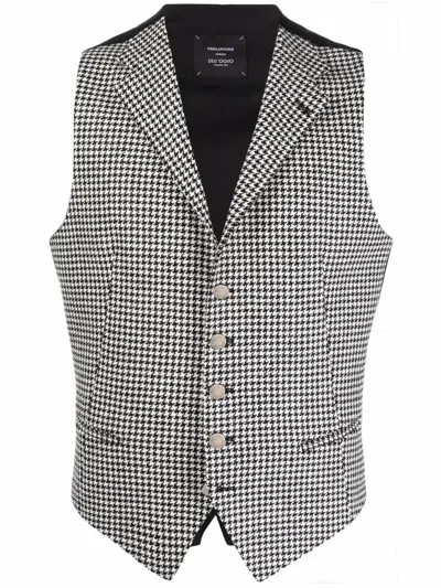 Tagliatore Houndstooth Single-breasted Waistcoat In Black