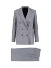 Tagliatore Houndstooth Tailored Double-breasted Blazer And Wide-leg Trousers In Gray