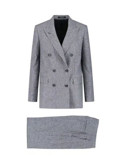 TAGLIATORE HOUNDSTOOTH TAILORED DOUBLE-BREASTED BLAZER AND WIDE-LEG TROUSERS