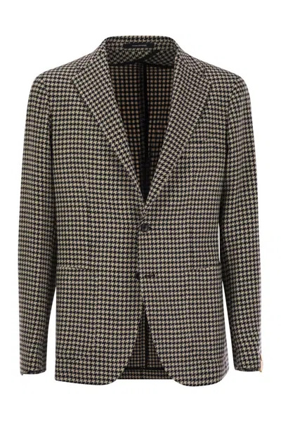 TAGLIATORE TAGLIATORE HOUNDSTOOTH VIRGIN WOOL BLEND JACKET