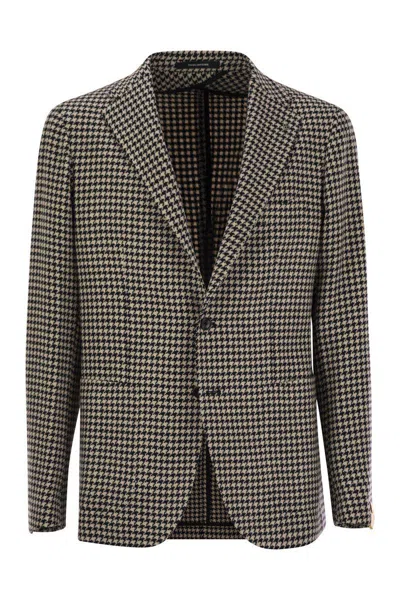 TAGLIATORE TAGLIATORE HOUNDSTOOTH VIRGIN WOOL BLEND JACKET