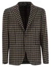 Tagliatore Houndstooth Virgin Wool Blend Jacket In Black
