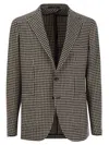 Tagliatore Men's Houndstooth Virgin Wool Blend Jacket In Black/beige