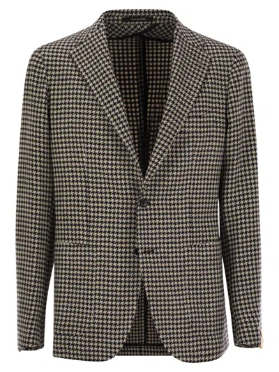 TAGLIATORE HOUNDSTOOTH VIRGIN WOOL BLEND JACKET