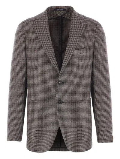 Tagliatore Houndstooth Patterned Single-breasted Blazer In Black