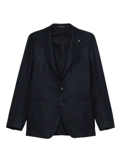 Tagliatore Houndstooth Wool Jacket In Black