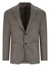 Tagliatore Houndstooth Wool Jacket In Gray