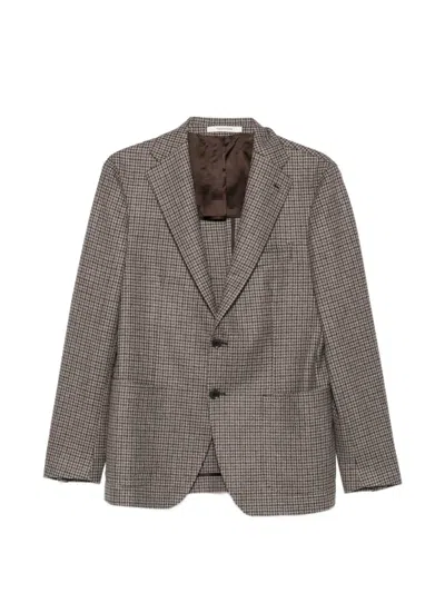 Tagliatore Houndstooth-pattern Blazer In Brown