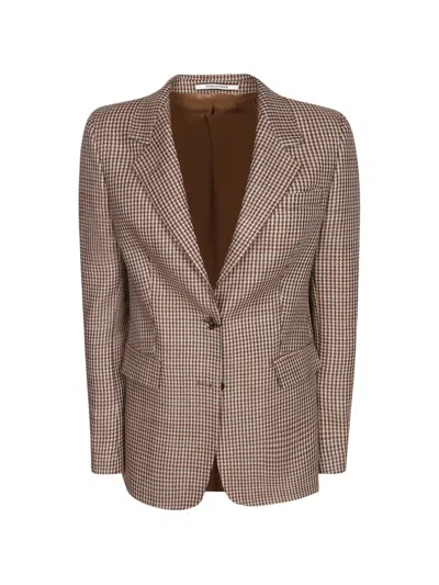 Tagliatore Houndstooth-pattern Blazer In Brown