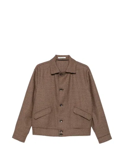 Tagliatore Houndstooth-pattern Button-up Jacket In Brown