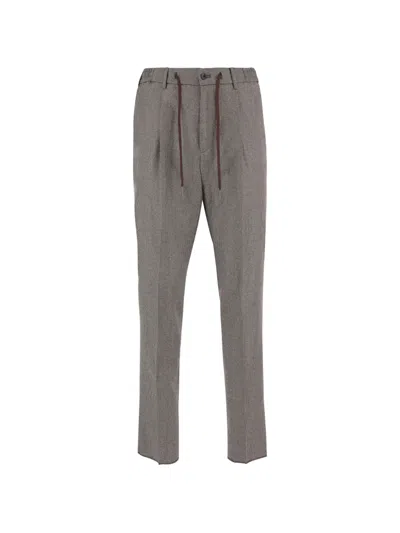 Tagliatore Houndstooth-pattern Drawstring Tailored Trousers In Brown
