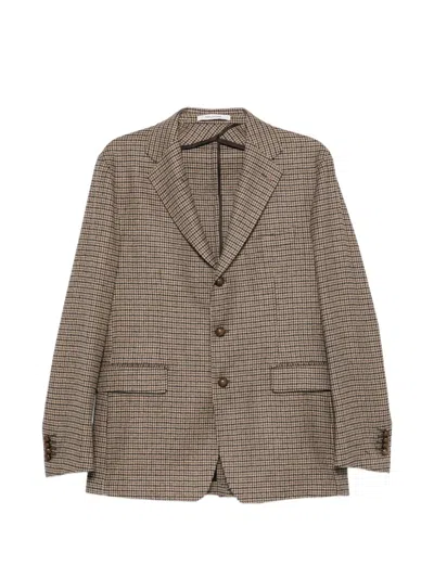 Tagliatore Houndstooth-pattern Single-breasted Blazer In Brown