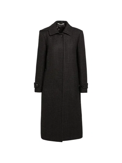 Tagliatore Check Long Tailored Jacket Notched Collar Pockets In Brown