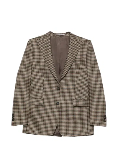 Tagliatore Houndstooth-pattern Wool Blazer In Gray