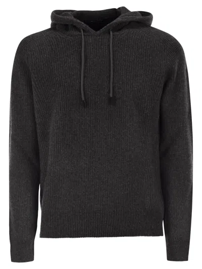 Tagliatore Hunter Maglia A Coste Con Cappuccio In Brown