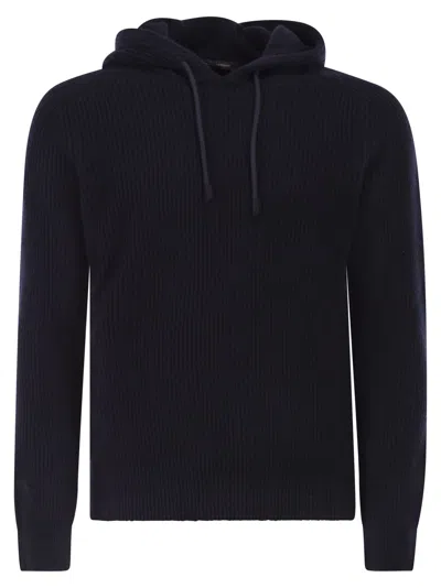 Tagliatore Hunter Ribbed Jumper With Hood In Black