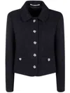 Tagliatore Textured Fabric Jacket With Long Sleeves And Pockets In Blue