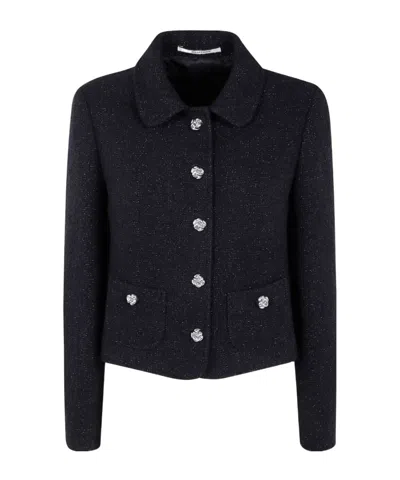 Tagliatore Idelle Rose-shaped Buttons Jacket In Black