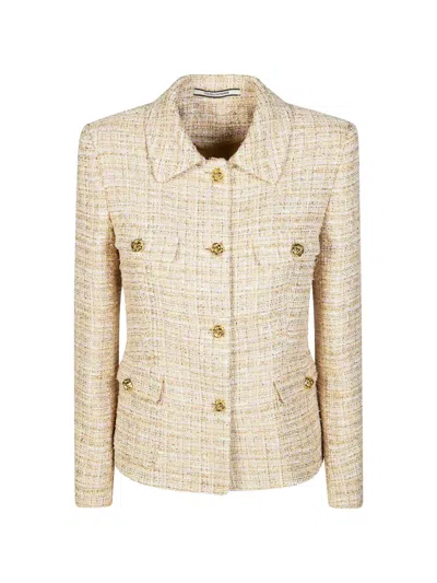 Tagliatore India Collared Tweed Jacket In Neutral