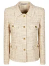 Tagliatore Beige Tweed Check Pattern Jacket In Brown