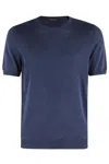 Tagliatore Indigo Blue Crew Neck Short-sleeve T-shirt In Blue