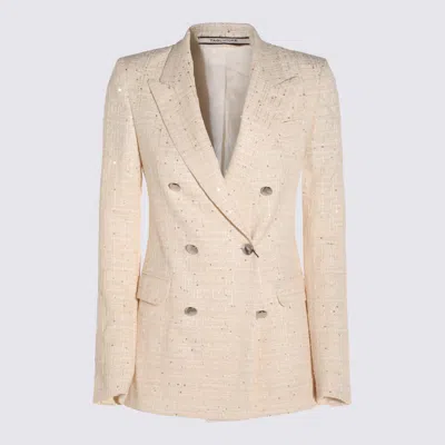 Tagliatore Ivory Cotton Blazer In White