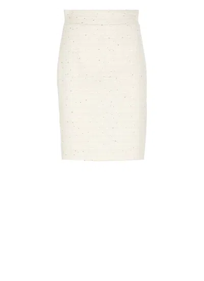 Tagliatore Ivory Cotton Blend Skirt In Beige