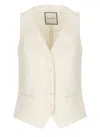 Tagliatore Ivory Cotton-linen Gilet With V-neck Design And Button Fastening In White
