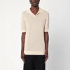 Tagliatore Ivory Perforated Cotton Polo Shirt Men In Cream