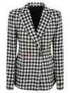 Tagliatore Double Breasted Checked Jacket With Notched Lapels In Black