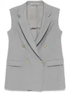 Tagliatore Tailored Grey Sleeveless Blazer With Gold-tone Buttons In Grey