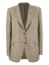 Tagliatore Beige Jacket With Pointed Lapels And Front Pockets In Brown