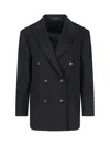 Tagliatore Double-breasted Blazer Featuring Buttoned Cuffs In Black