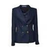 Tagliatore J-coral Double-breasted Jacket In Dark Blue Linen