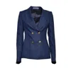 Tagliatore J-coral Double-breasted Jacket In Blue Linen In Blue