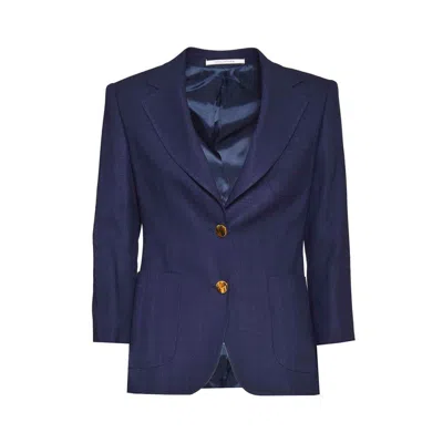 Tagliatore J-debra Single Breasted Jacket In Blue Viscose Twill