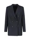 Tagliatore Double Breasted Blazer Button Detailing Notched Lapels In Black