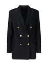 Tagliatore Double-breasted Blazer Gold-tone Buttons In Black