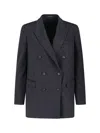 Tagliatore Double-breasted Tailored Jacket Front Pockets In Black