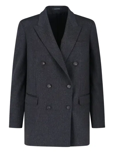 Tagliatore Tailored Minimalist Jacket With Classic Lapels In Blue