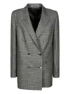 Tagliatore Double-breasted Coat With Sequin Polka Dots In Gray