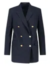 Tagliatore Lorelei Blue Double-breasted Jacket With Notched Revers In Fabric For Women In Blue