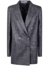 Tagliatore Checked Double-breasted Jacket In Gray