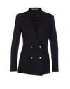 Tagliatore Long Sleeve Double-breasted Jacket With Gold Buttons In Black